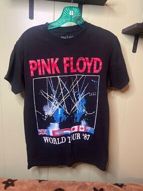 Pink Floyd Black Tee with Pink Logo and Blue Stage Graphic